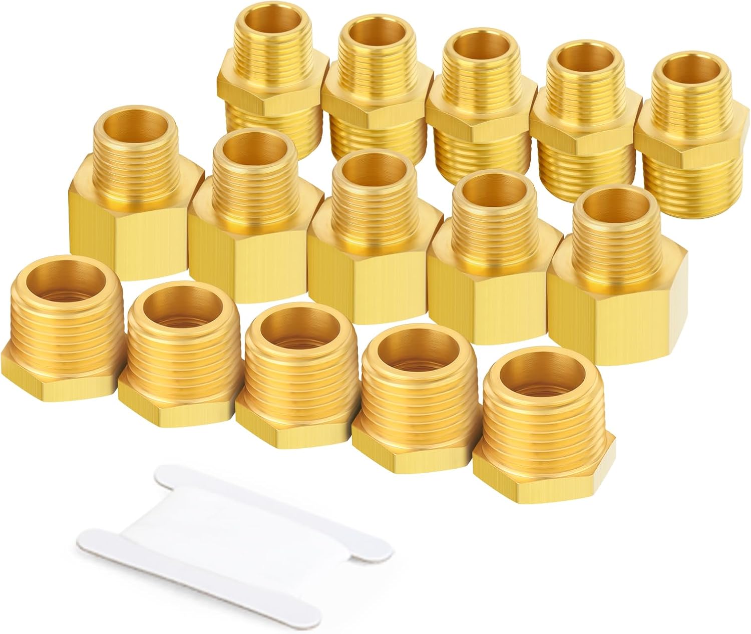 15PCS Brass Pipe Fitting Set - Hex Bushings, Reducer Adapters, NPT ...